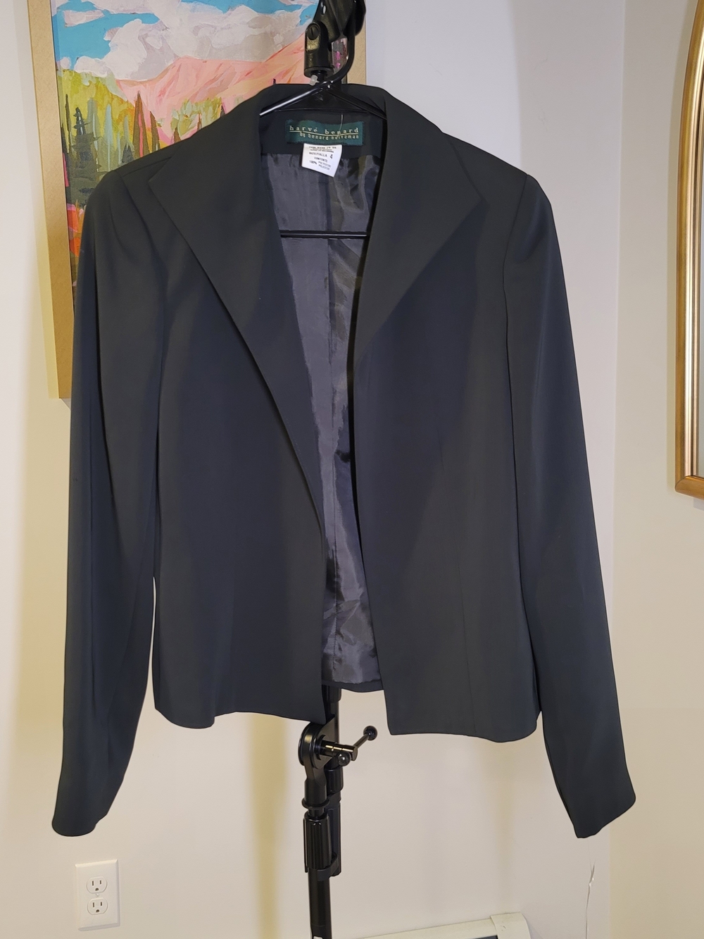 NWT HARVE BENARD Dark Gray Green Open Front Blazer Women's Size 4